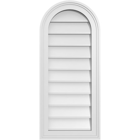 Ekena Millwork Round Top Surface Mount PVC Gable Vent w/ 2"W x 1-1/2"P Brickmould Frame, 14"W x 32"H GVPRT14X3202SN